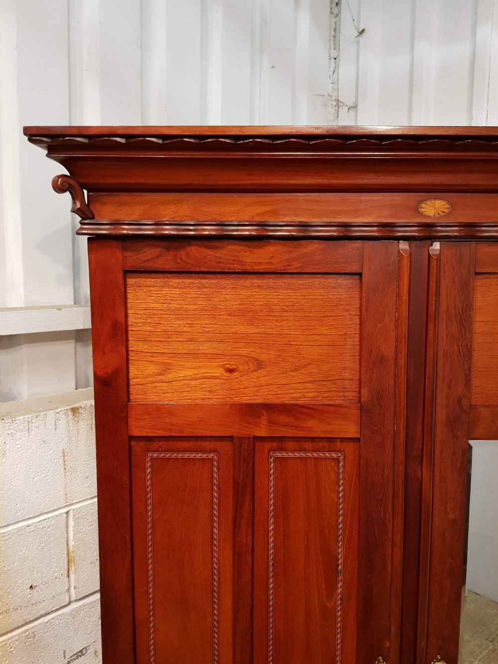 ANTIQUE EDWARDIAN INLAID MAHOGANY WARDROBE COMPACTUM C1900 View III