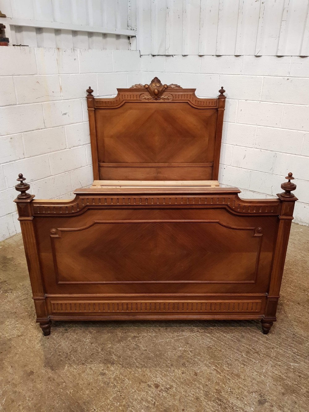 ANTIQUE 19TH CENTURY FRENCH WALNUT DOUBLE BED C1890 View IV
