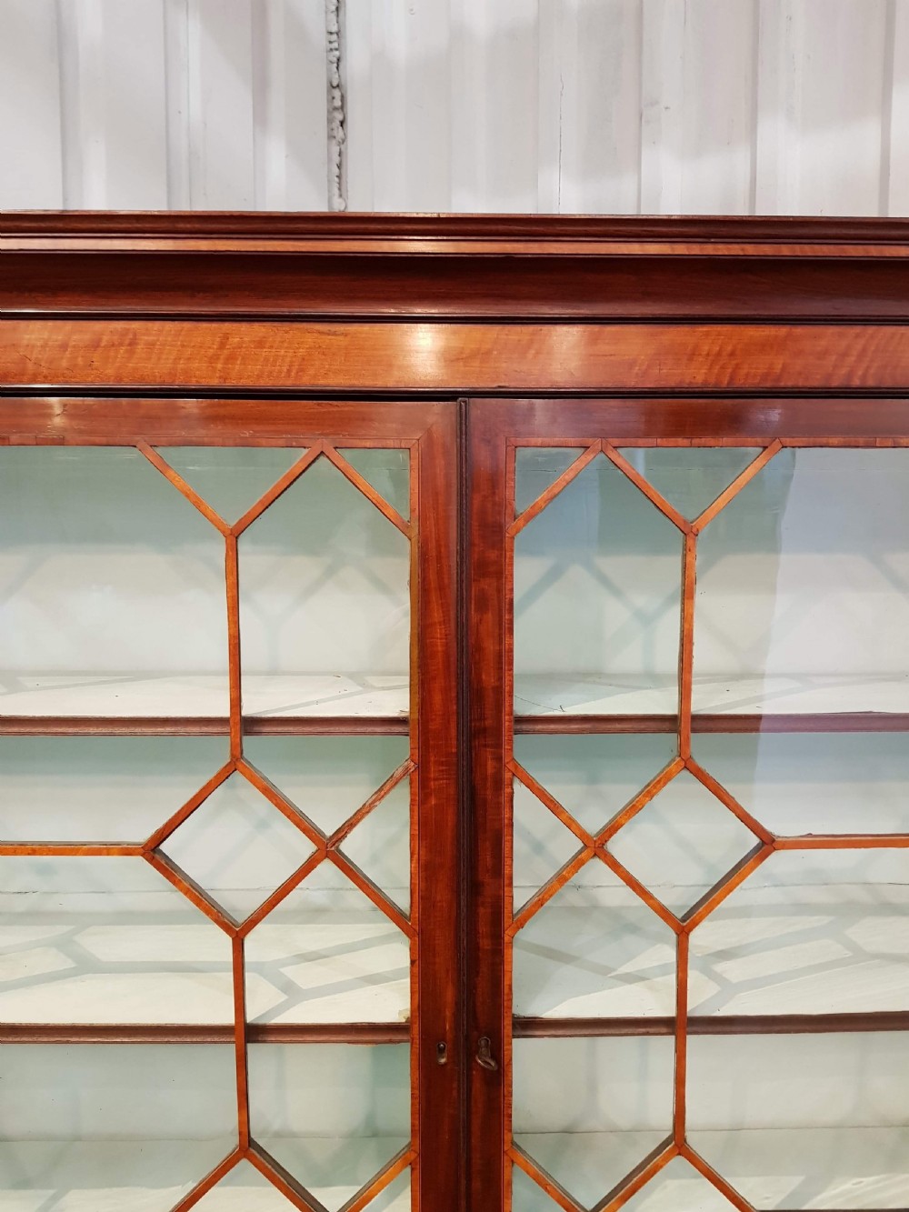 ANTIQUE GEORGIAN PERIOD MAHOGANY & SATINWOOD  ASTRAGAL GLAZED BOOKCASE C1780 View VI