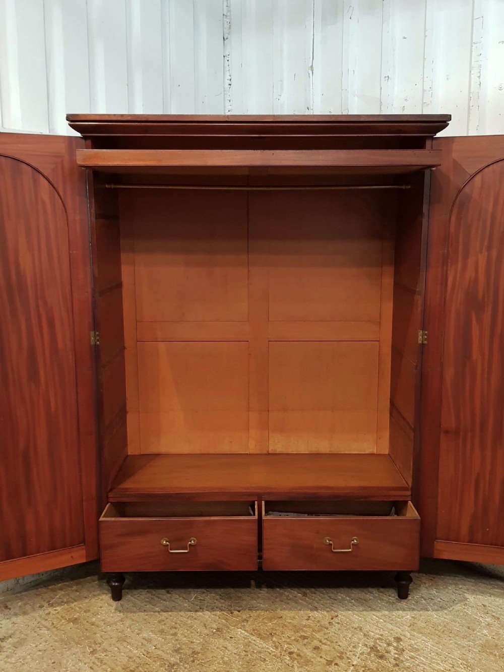 ANTIQUE VICTORIAN MAHOGANY LOW DOUBLE WARDROBE C1880 View IV