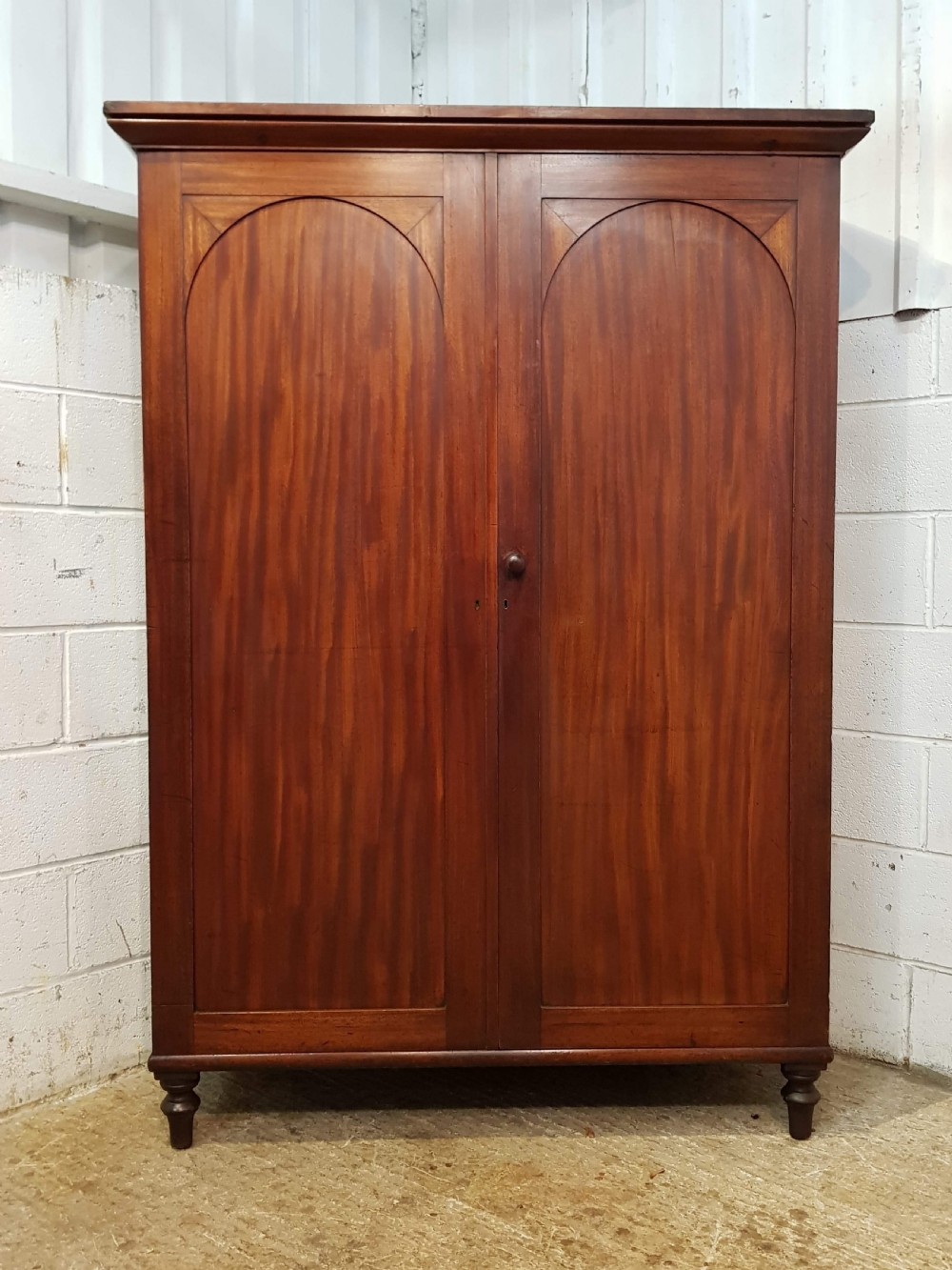 ANTIQUE VICTORIAN MAHOGANY LOW DOUBLE WARDROBE C1880 View V