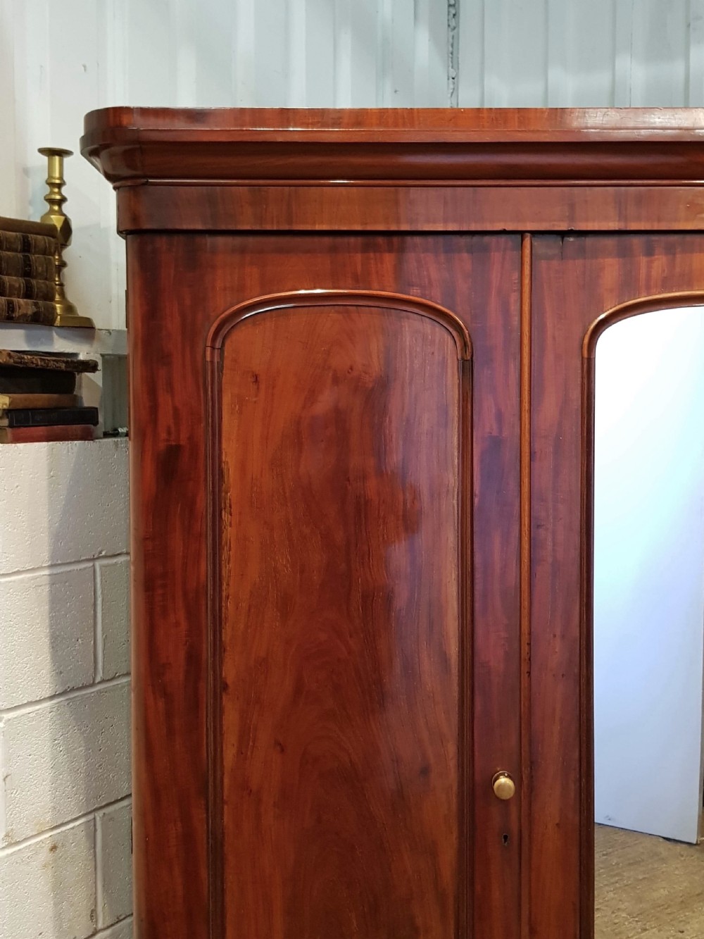 ANTIQUE VICTORIAN MAHOGANY TRIPLE WARDROBE C1880 View IV