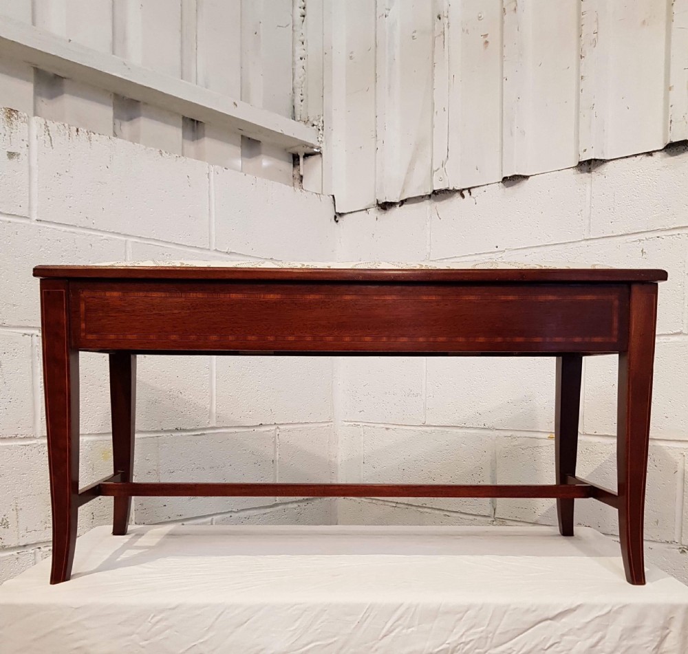 ANTIQUE EDWARDIAN INLAID MAHOGANY DUET PIANO STOOL C1900 View IV