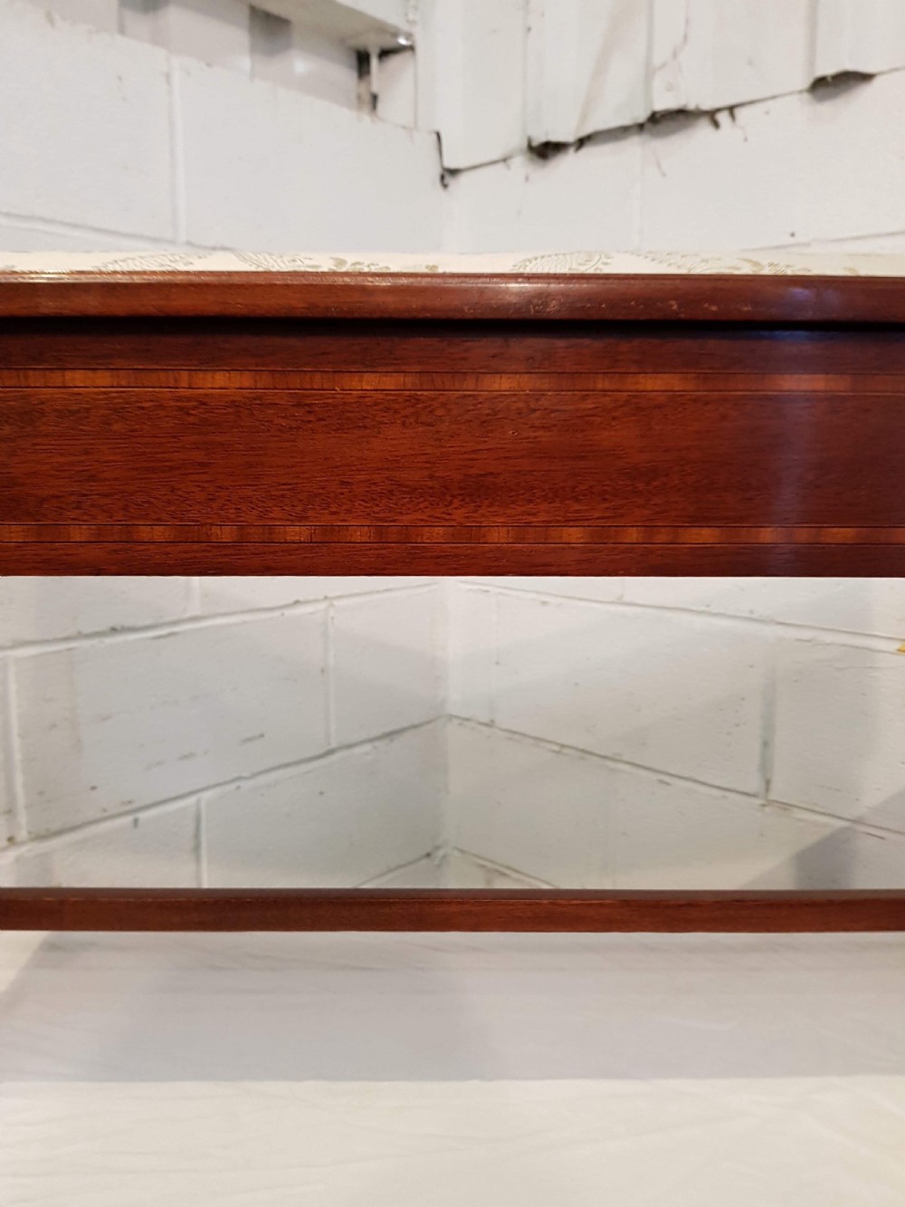 ANTIQUE EDWARDIAN INLAID MAHOGANY DUET PIANO STOOL C1900 View V