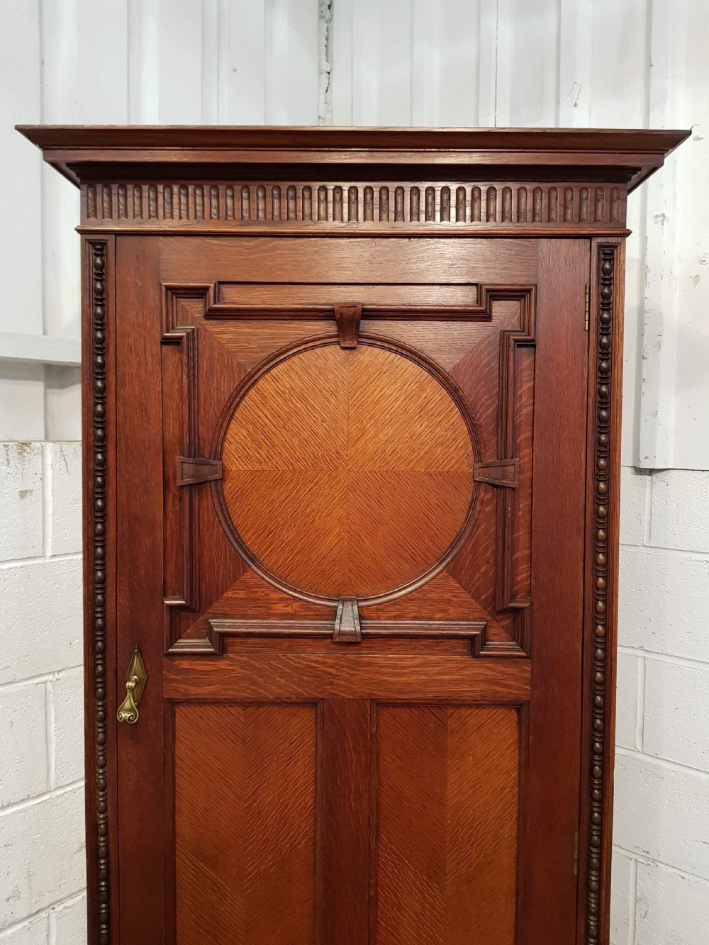 ANTIQUE ART DECO OAK HALL WARDROBE C1910 View III