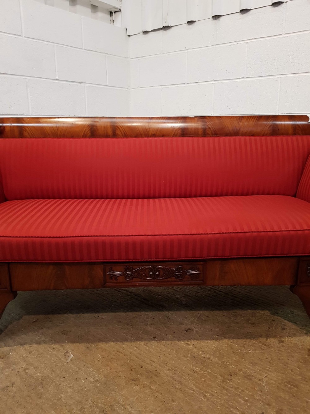 ANTIQUE REGENCY MAHOGANY SCROLL ARM FLAT BACK SOFA C1820 View IV