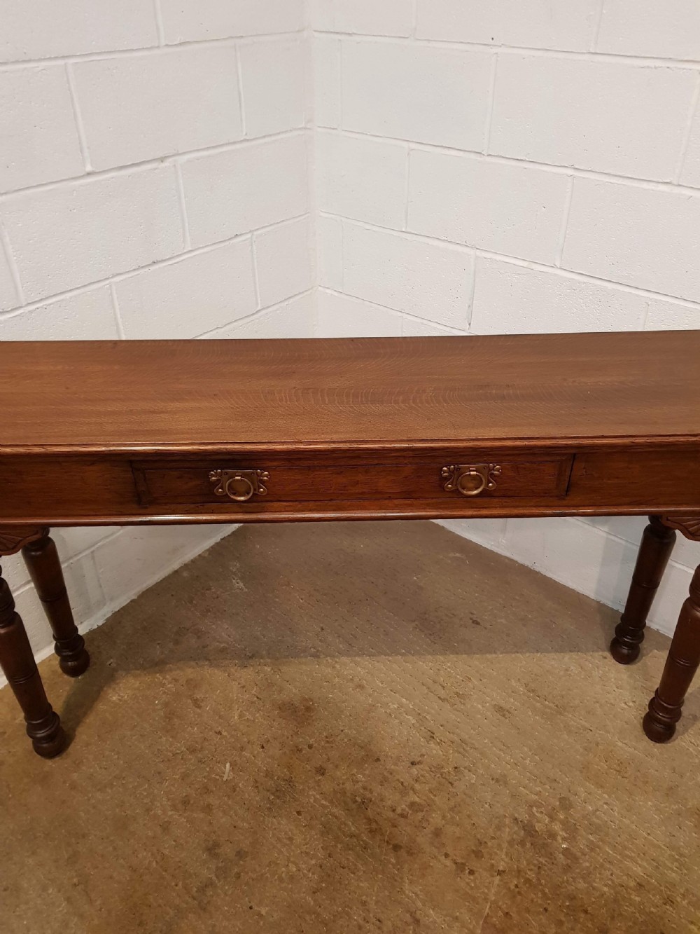 ANTIQUE LATE ARTS & CRAFTS OAK LONG TALL CONSOLE TABLE C1890 View III