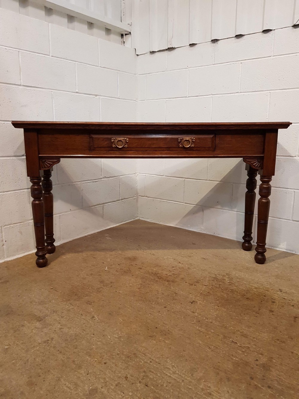 ANTIQUE LATE ARTS & CRAFTS OAK LONG TALL CONSOLE TABLE C1890 View IV