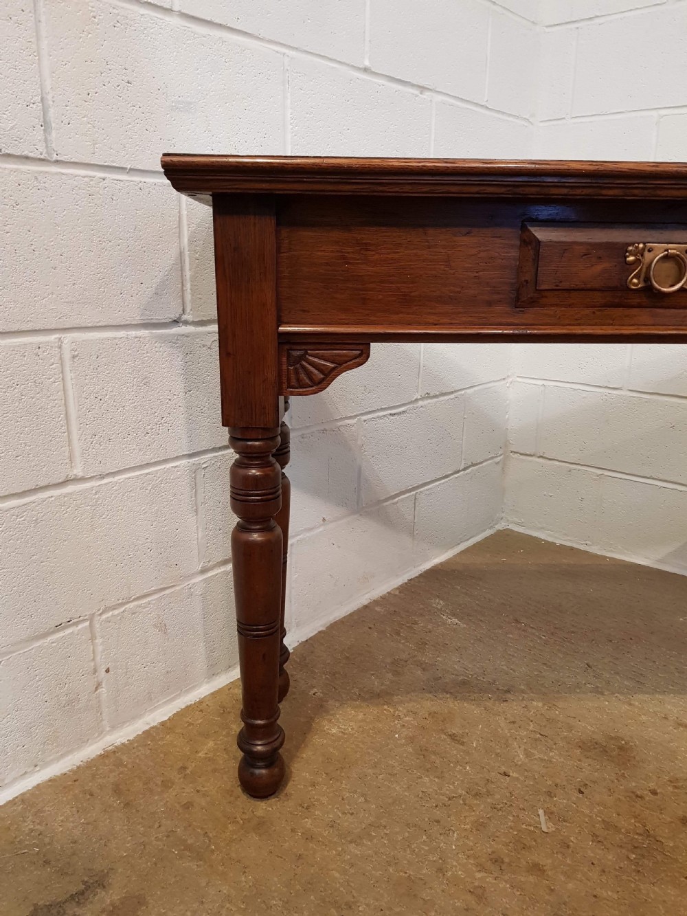 ANTIQUE LATE ARTS & CRAFTS OAK LONG TALL CONSOLE TABLE C1890 View V
