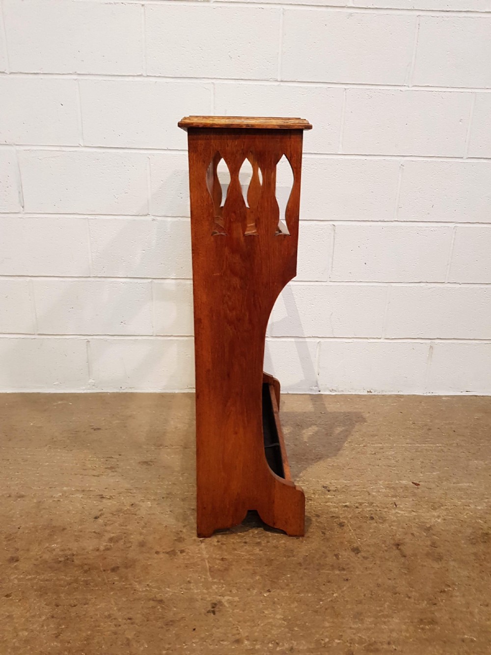 ANTIQUE ARTS & CRAFTS GOLDEN OAK STICK STAND C1890 View V