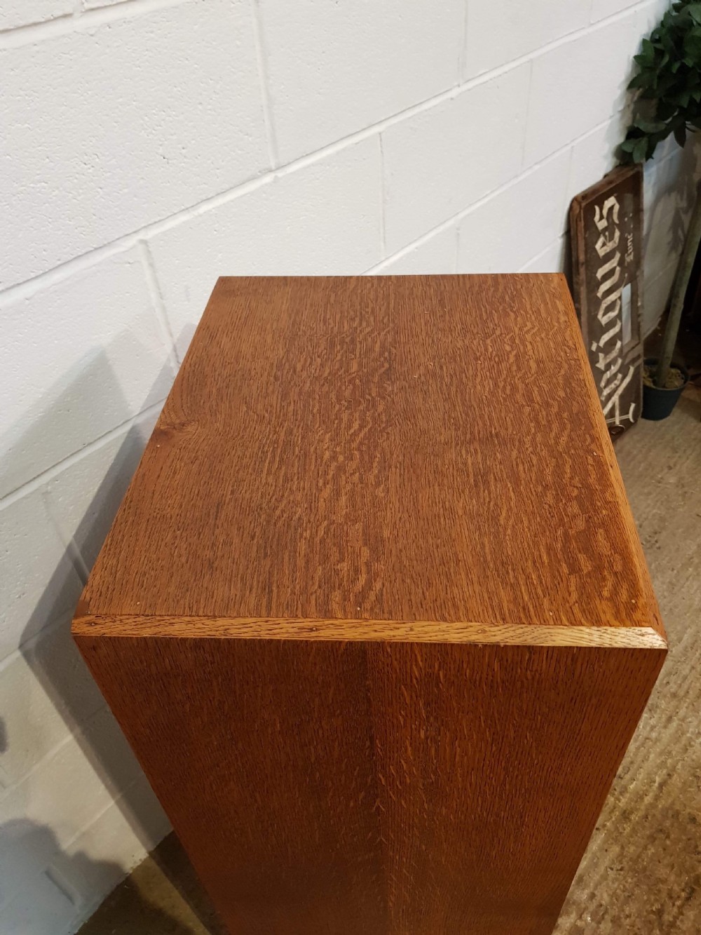ANTIQUE GOLDEN OAK TAMBOUR FRONTED FILING CABINET C1920 View V