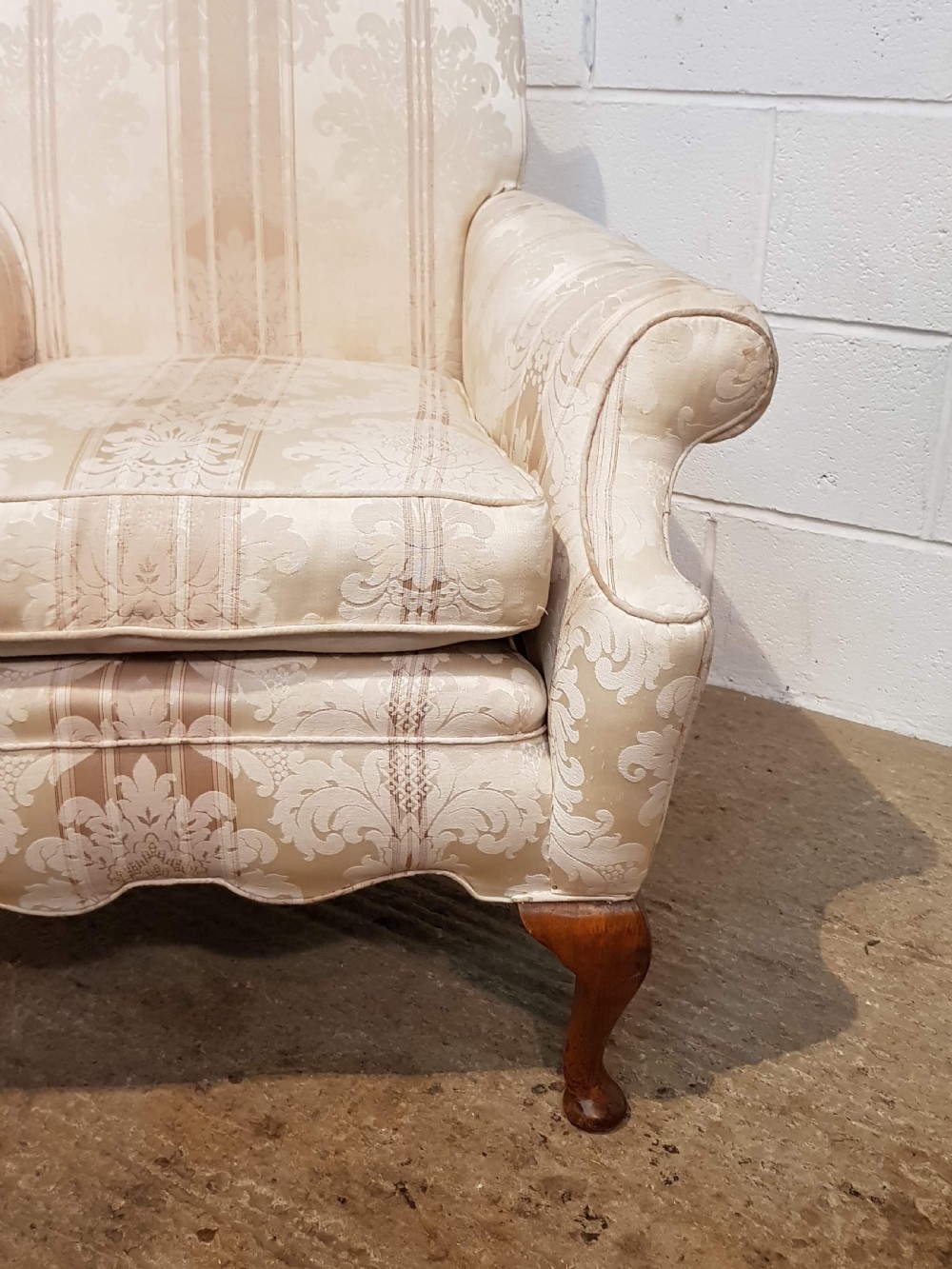 ANTIQUE PAIR QUEEN ANNE STYLE ARMCHAIRS C1900 View IV