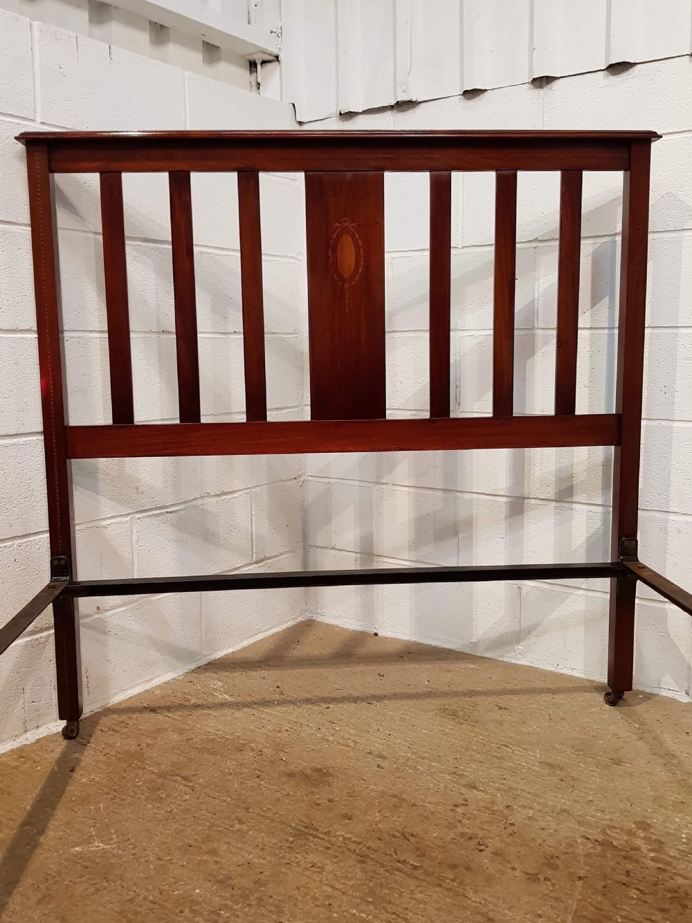 ANTIQUE EDWARDIAN MAHOGANY INLAID DOUBLE BED C1900 View II