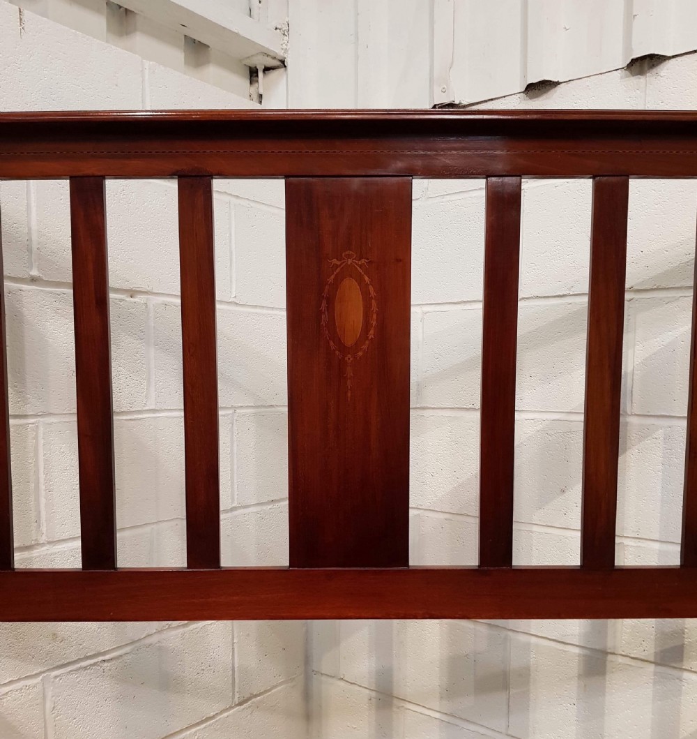 ANTIQUE EDWARDIAN MAHOGANY INLAID DOUBLE BED C1900 View III