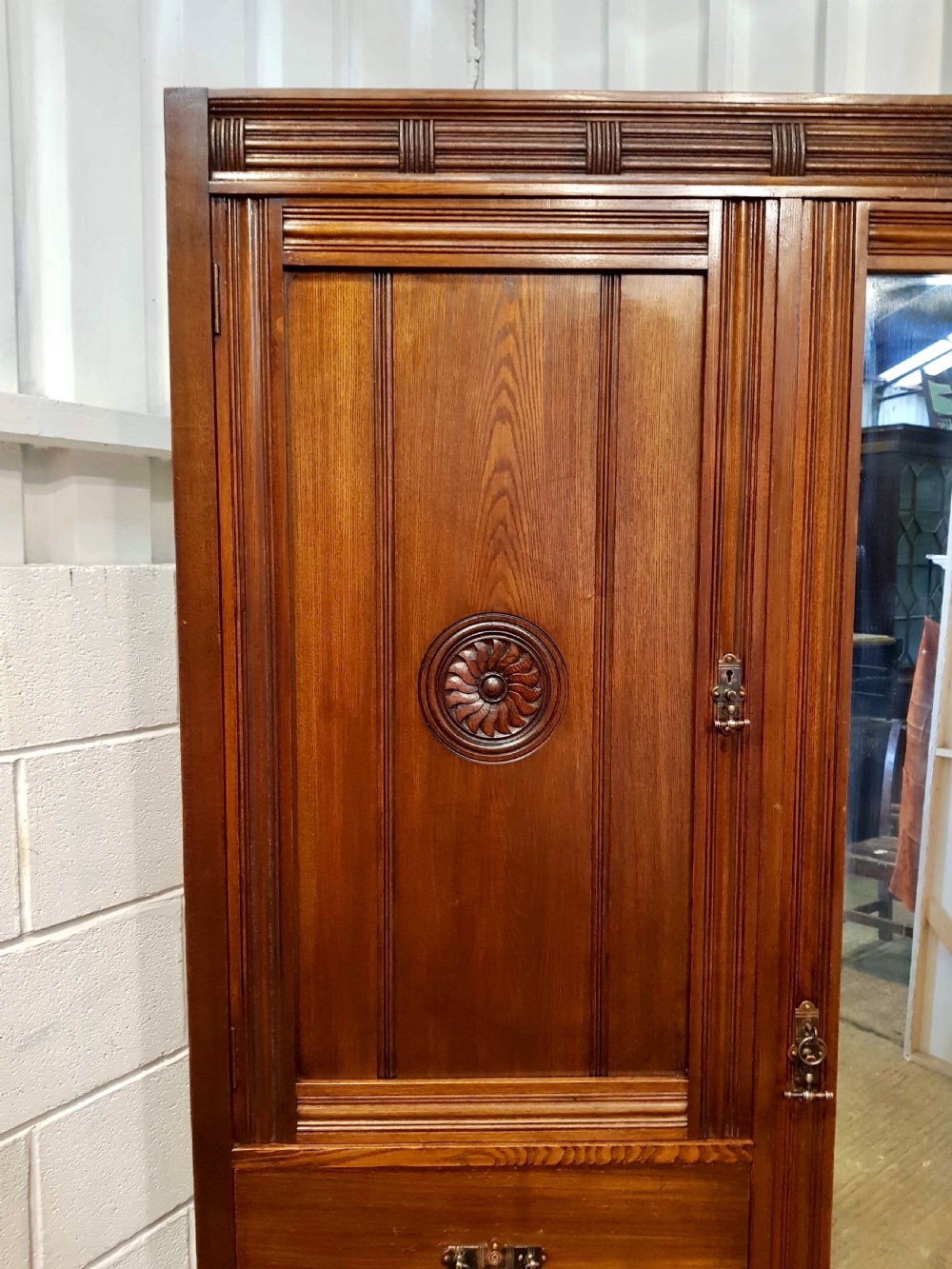 ANTIQUE ARTS & CRAFTS ASH COMBINATION WARDROBE BY MARSH, JONES & CRIBB C1890 View II