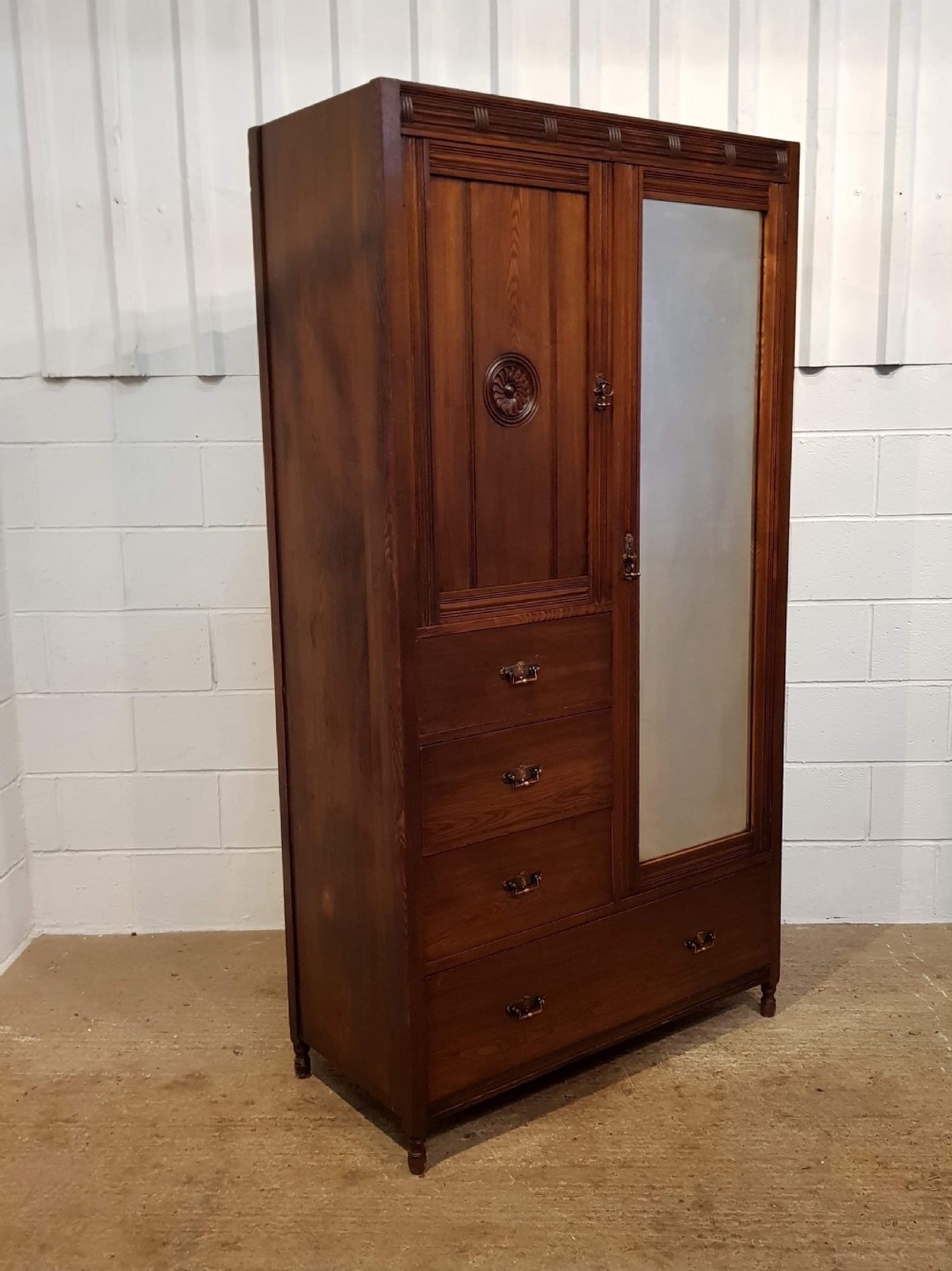ANTIQUE ARTS & CRAFTS ASH COMBINATION WARDROBE BY MARSH, JONES & CRIBB C1890 View VI