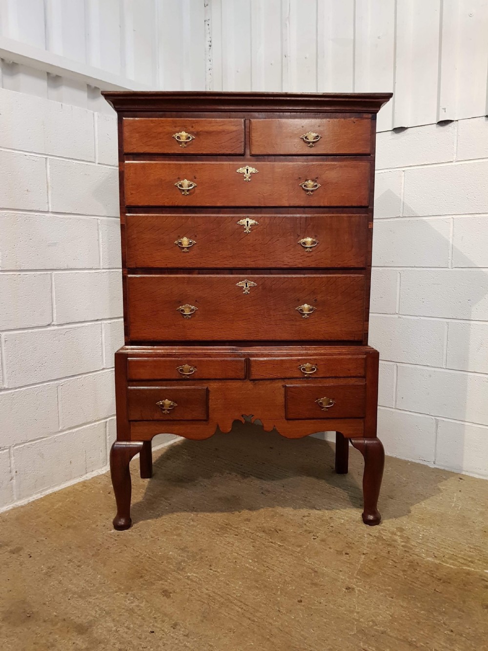 ANTIQUE 18TH CENTURY PERIOD OAK CHEST ON STAND C1760 View IV