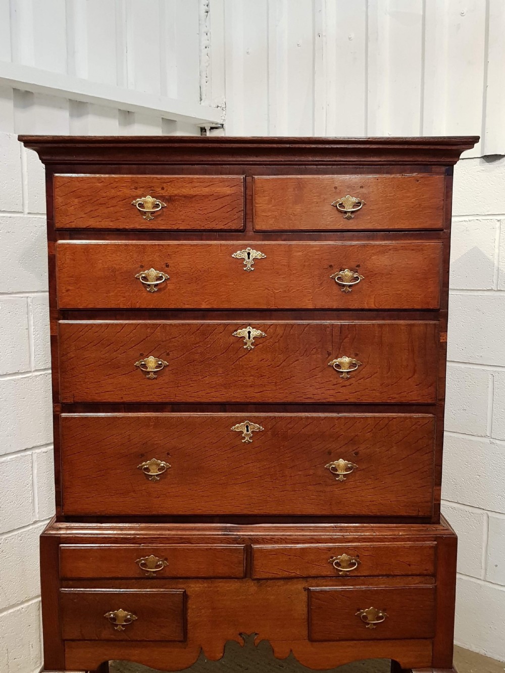 ANTIQUE 18TH CENTURY PERIOD OAK CHEST ON STAND C1760 View V