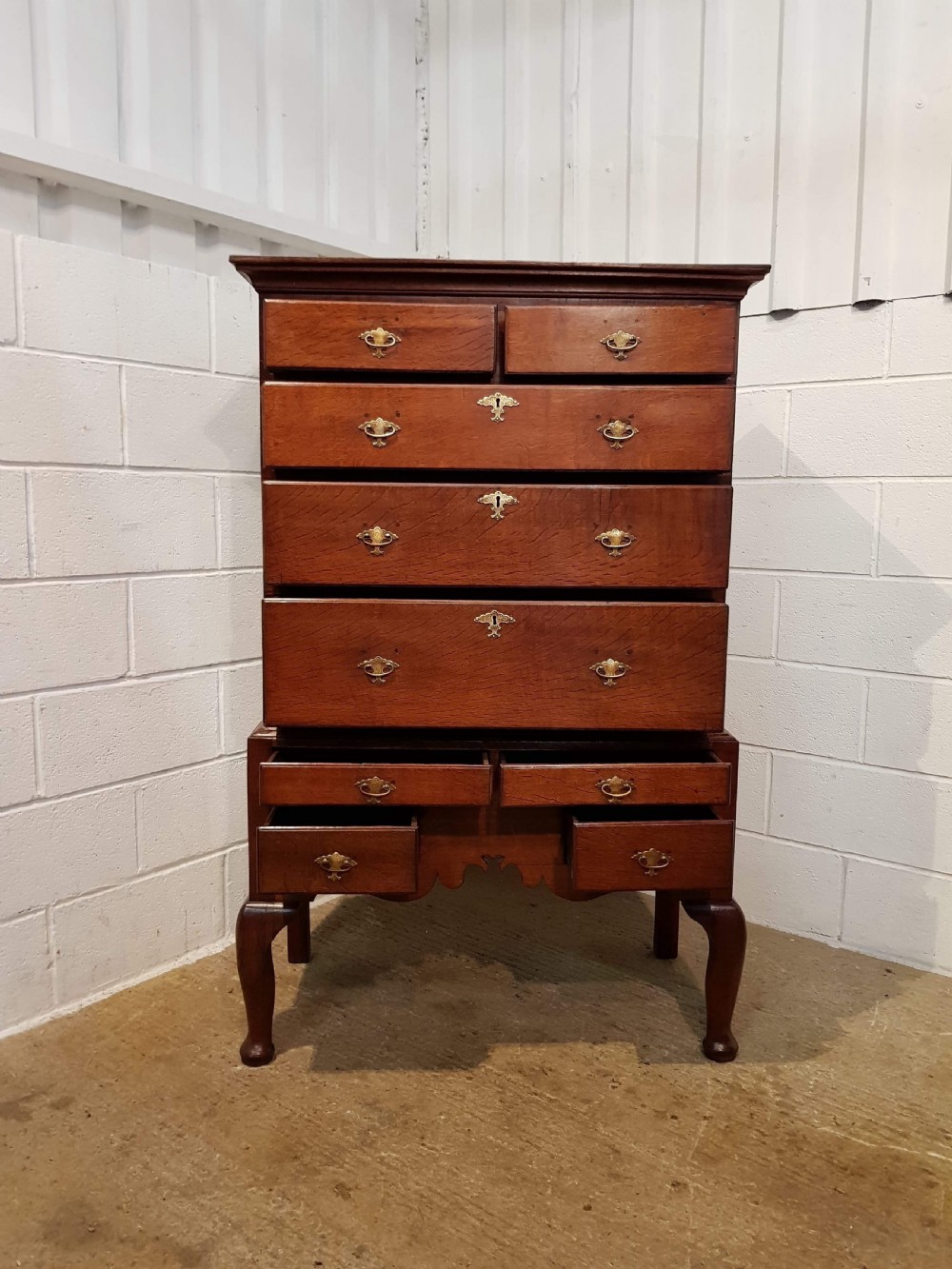 ANTIQUE 18TH CENTURY PERIOD OAK CHEST ON STAND C1760 View VI