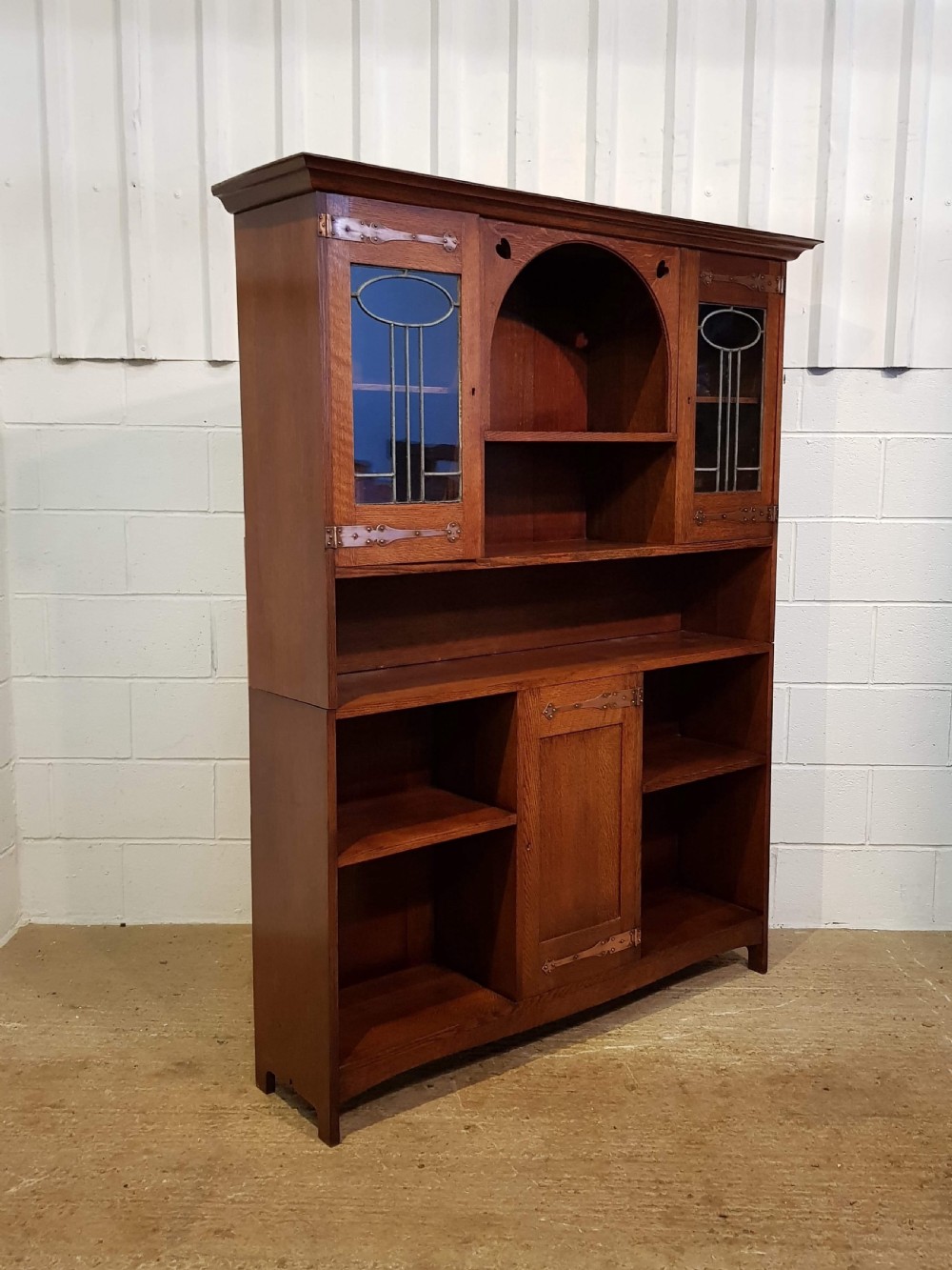 ANTIQUE VICTORIAN ARTS & CRAFTS OAK BOOKCASE C1890 View III