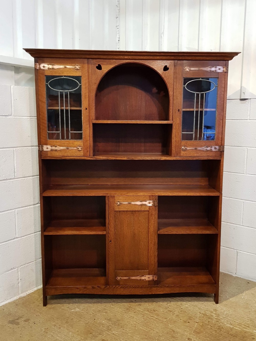 ANTIQUE VICTORIAN ARTS & CRAFTS OAK BOOKCASE C1890 View IV