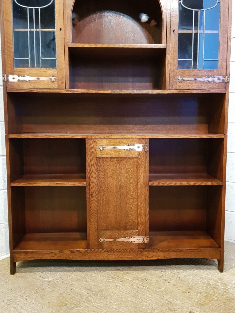 ANTIQUE VICTORIAN ARTS & CRAFTS OAK BOOKCASE C1890 View V