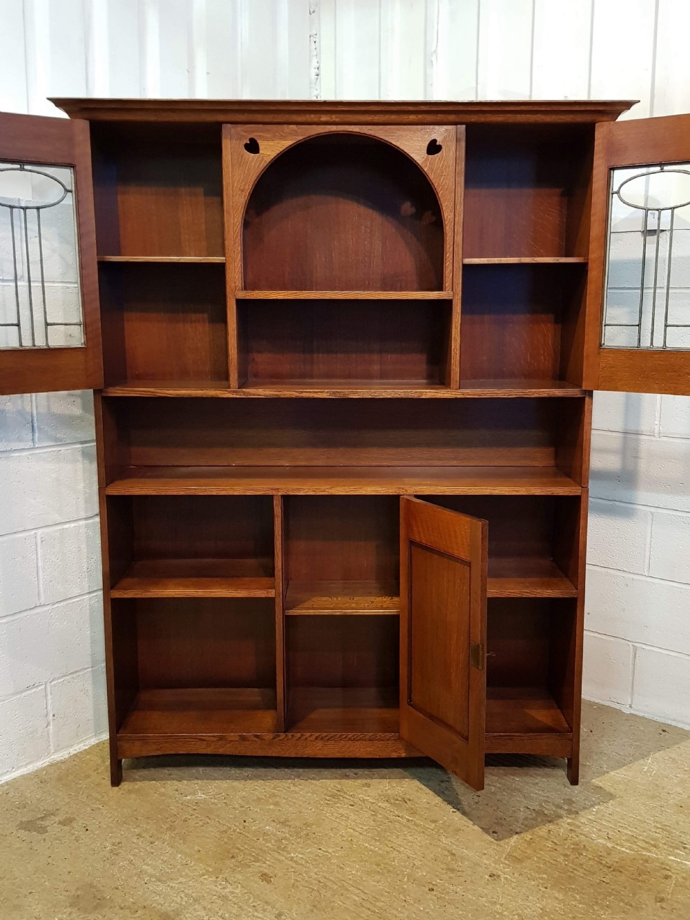 ANTIQUE VICTORIAN ARTS & CRAFTS OAK BOOKCASE C1890 View VII