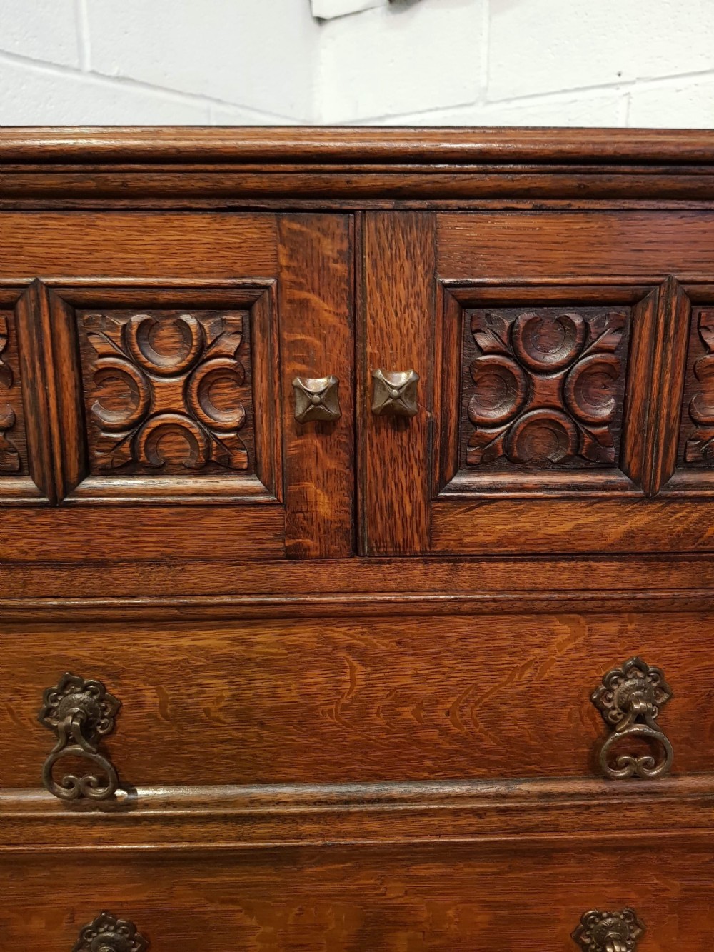 ANTIQUE OAK TALLBOY CHEST OF DRAWERS C1920 View V