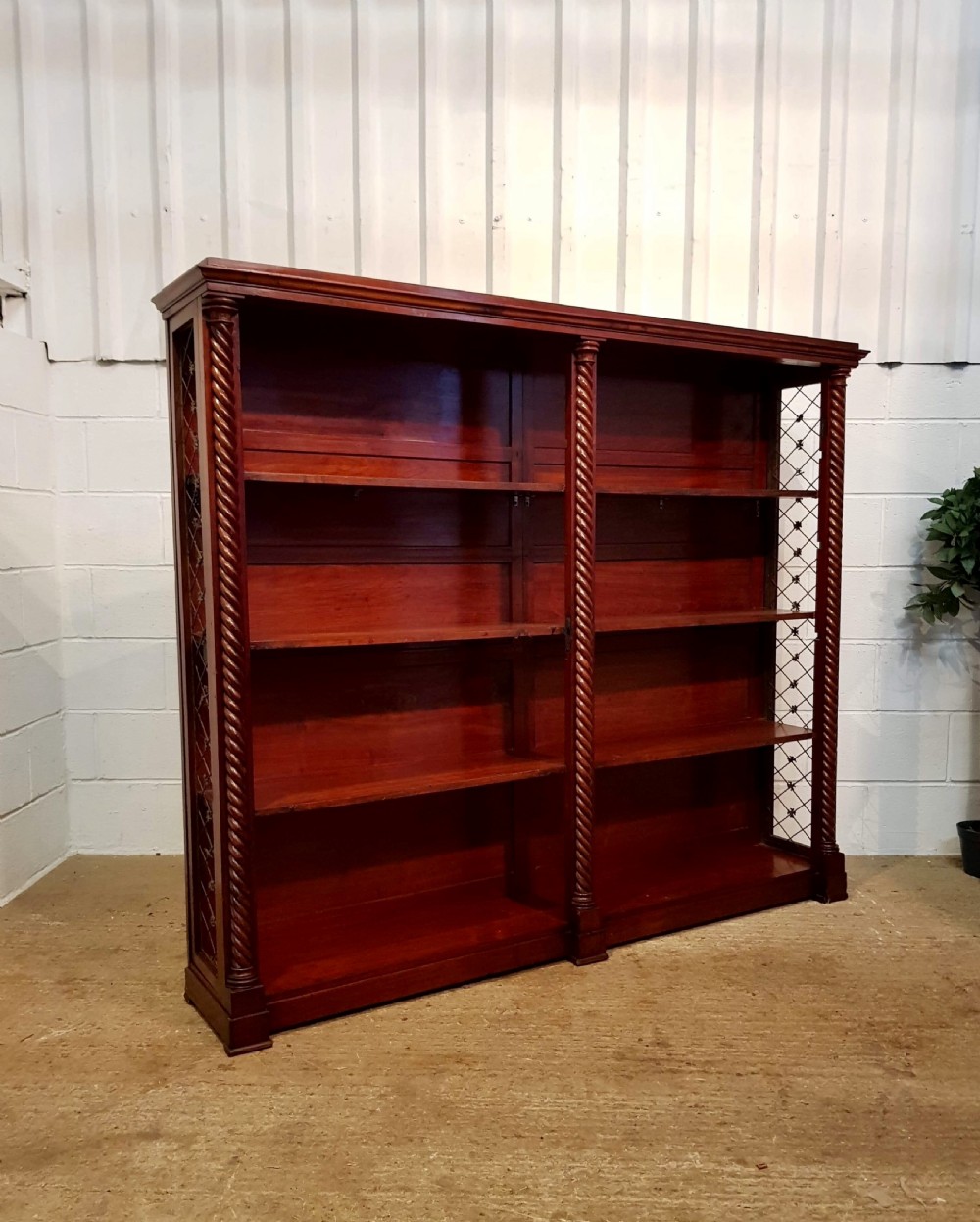 ANTIQUE WILLIAM 1V MAHOGANY OPEN BOOKCASE C1830