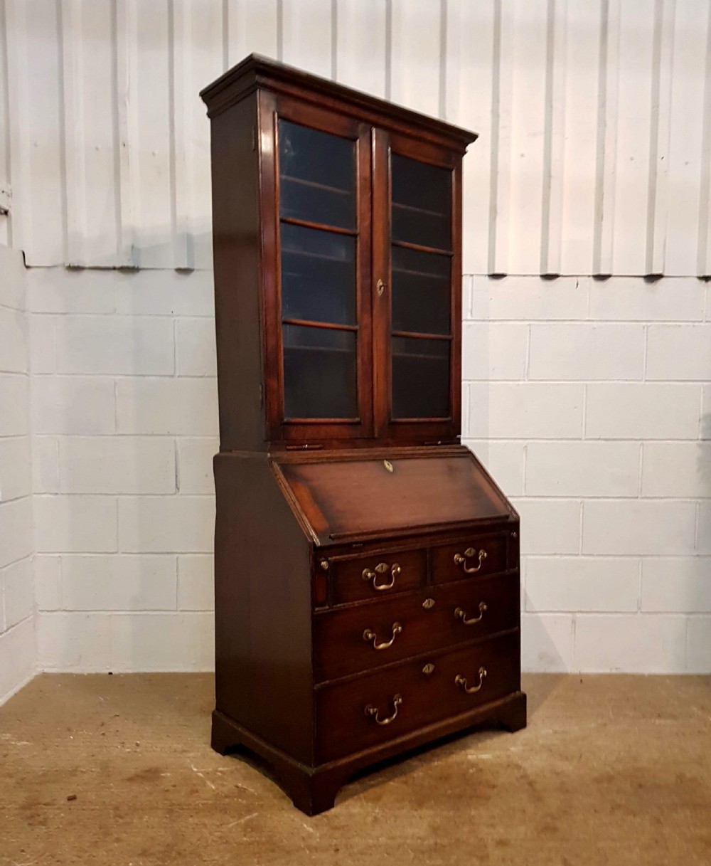 ANTIQUE GEORGIAN COUNTRY OAK BUREAU BOOKCASE C1780 View III