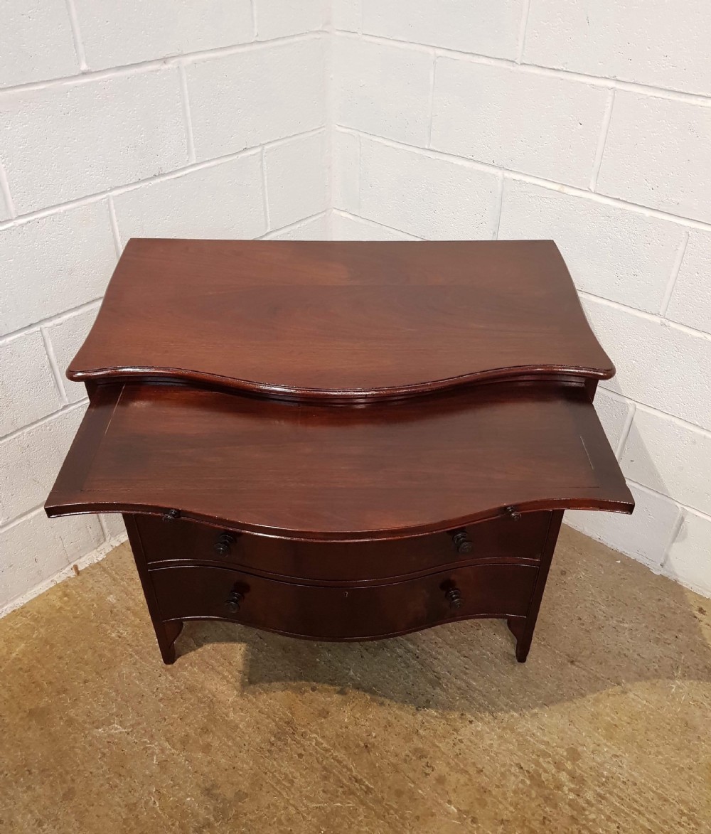 ANTIQUE EDWARDIAN FLAMED MAHOGANY SERPENTINE FRONT BATCHELORS DWARF CHEST OF DRAWERS C1900 View IV