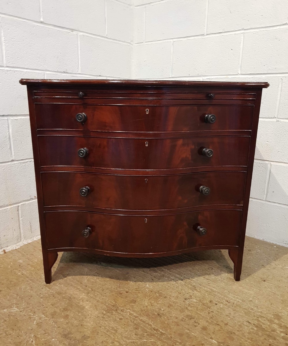 ANTIQUE EDWARDIAN FLAMED MAHOGANY SERPENTINE FRONT BATCHELORS DWARF CHEST OF DRAWERS C1900 View VII