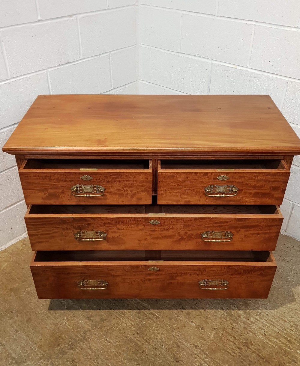 ANTIQUE EDWARDIAN SATINWOOD & SATIN BIRCH CHEST OF DRAWERS C1900 View IV