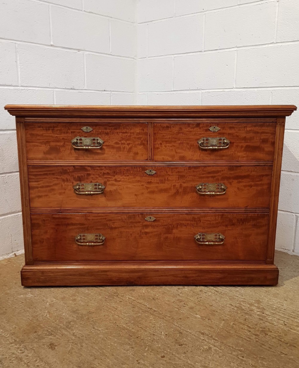 ANTIQUE EDWARDIAN SATINWOOD & SATIN BIRCH CHEST OF DRAWERS C1900 View V