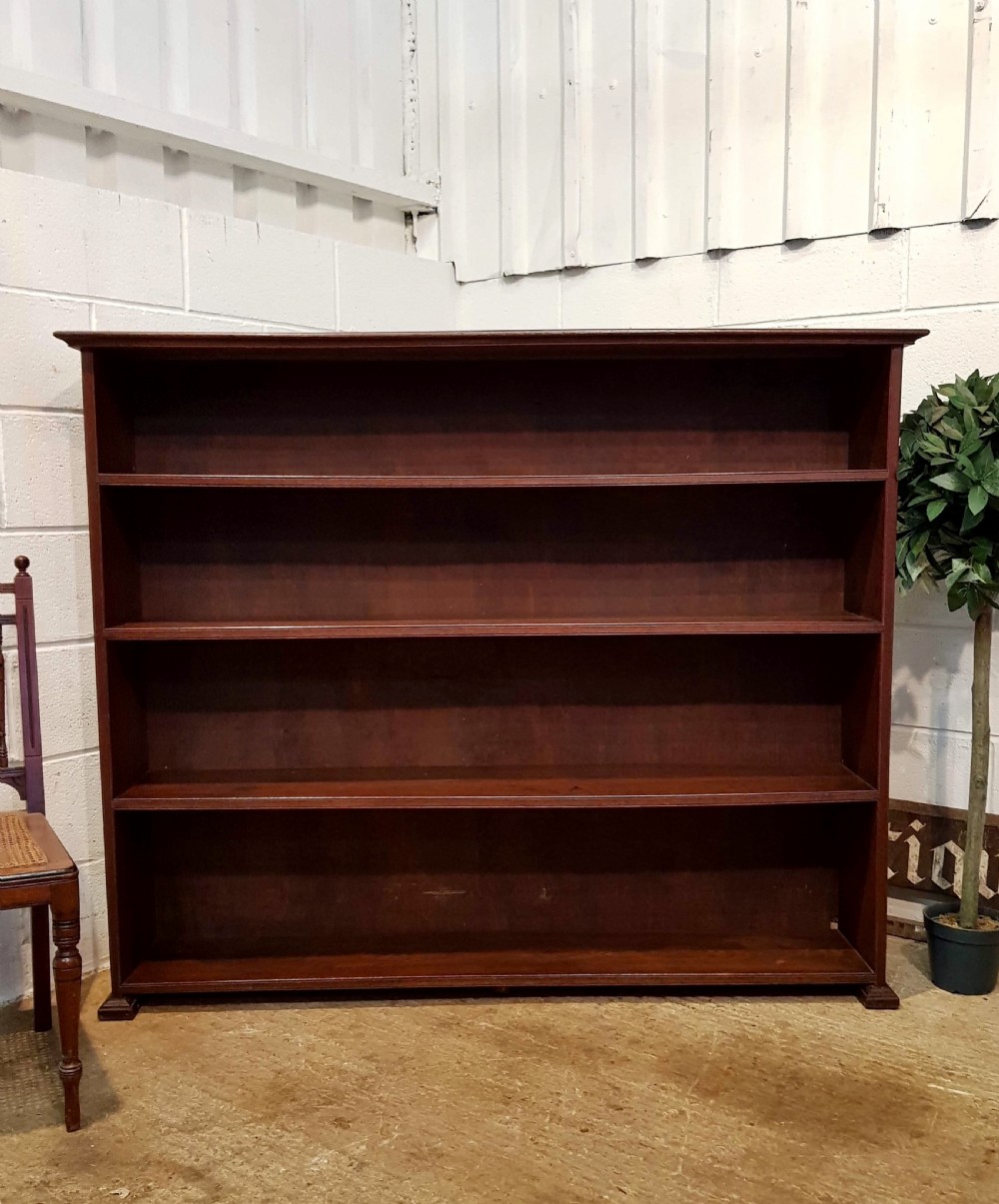 ANTIQUE EDWARDIAN OAK OPEN BOOKCASE C1900