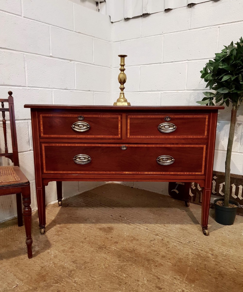 ANTIQUE EDWARDIAN QUALITY MAHOGANY CHEST OF DRAWERS C1900