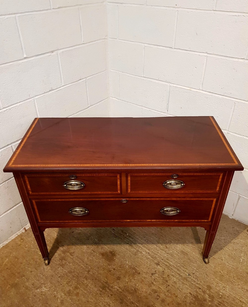 ANTIQUE EDWARDIAN QUALITY MAHOGANY CHEST OF DRAWERS C1900 View V