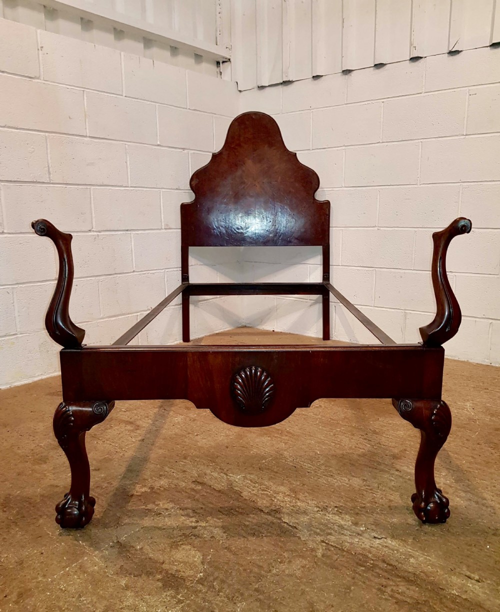 ANTIQUE PAIR BURR WALNUT QUEEN ANNE SINGLE BEDS C1920 View V
