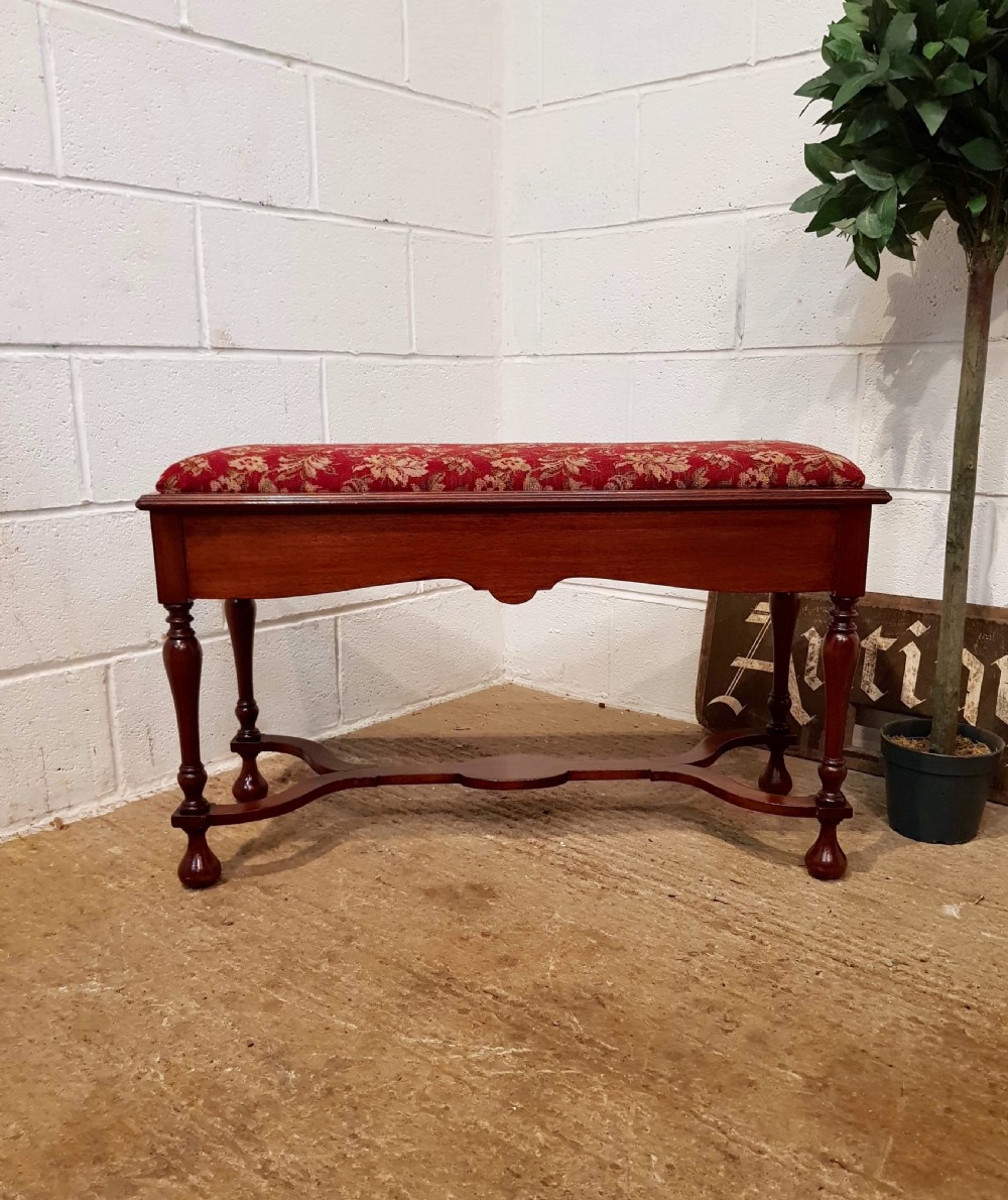 ANTIQUE EDWARDIAN MAHOGANY DUET PIANO STOOL C1900 View III