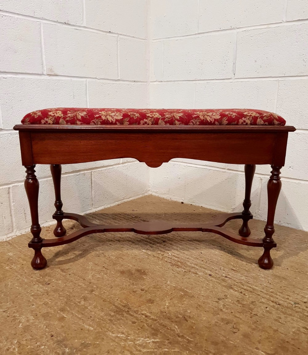 ANTIQUE EDWARDIAN MAHOGANY DUET PIANO STOOL C1900 View IV