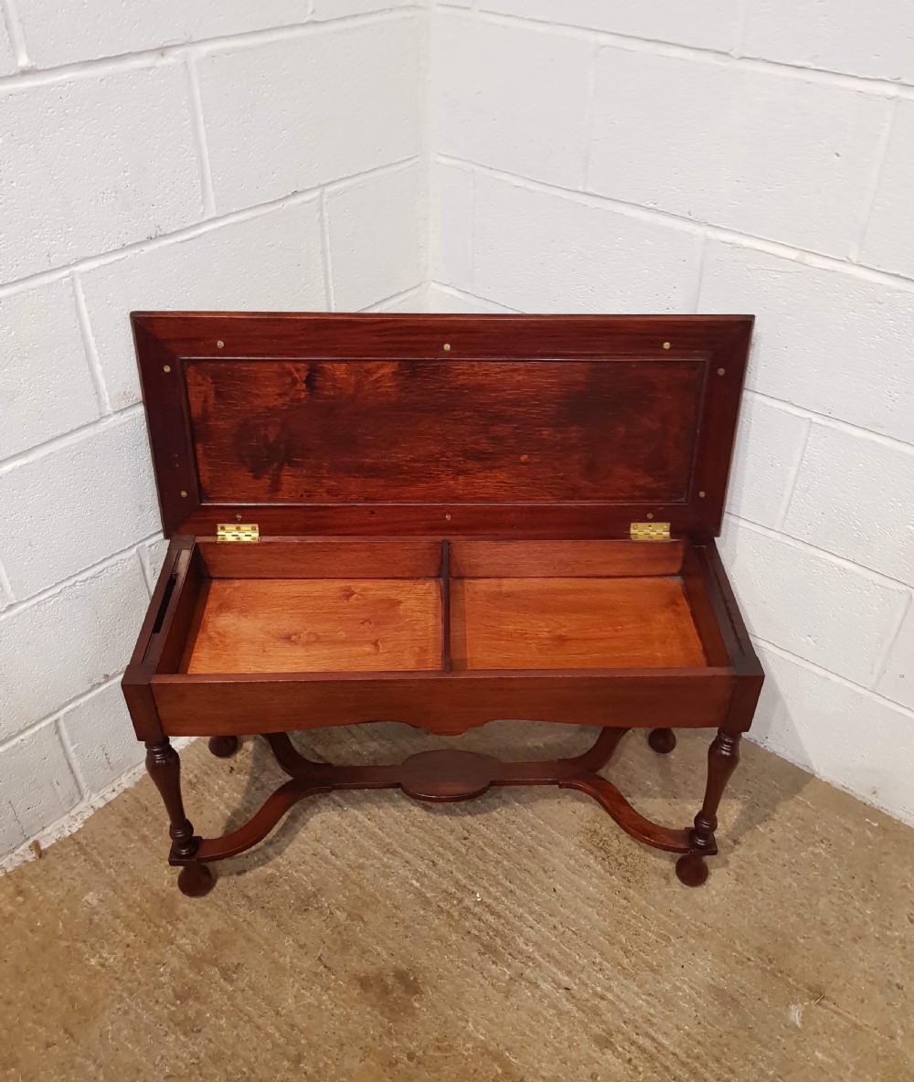 ANTIQUE EDWARDIAN MAHOGANY DUET PIANO STOOL C1900 View V