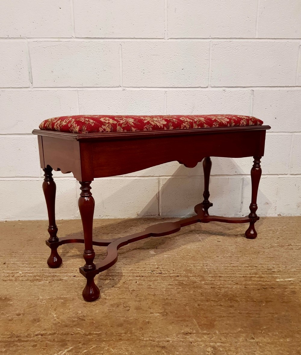 ANTIQUE EDWARDIAN MAHOGANY DUET PIANO STOOL C1900 View VI
