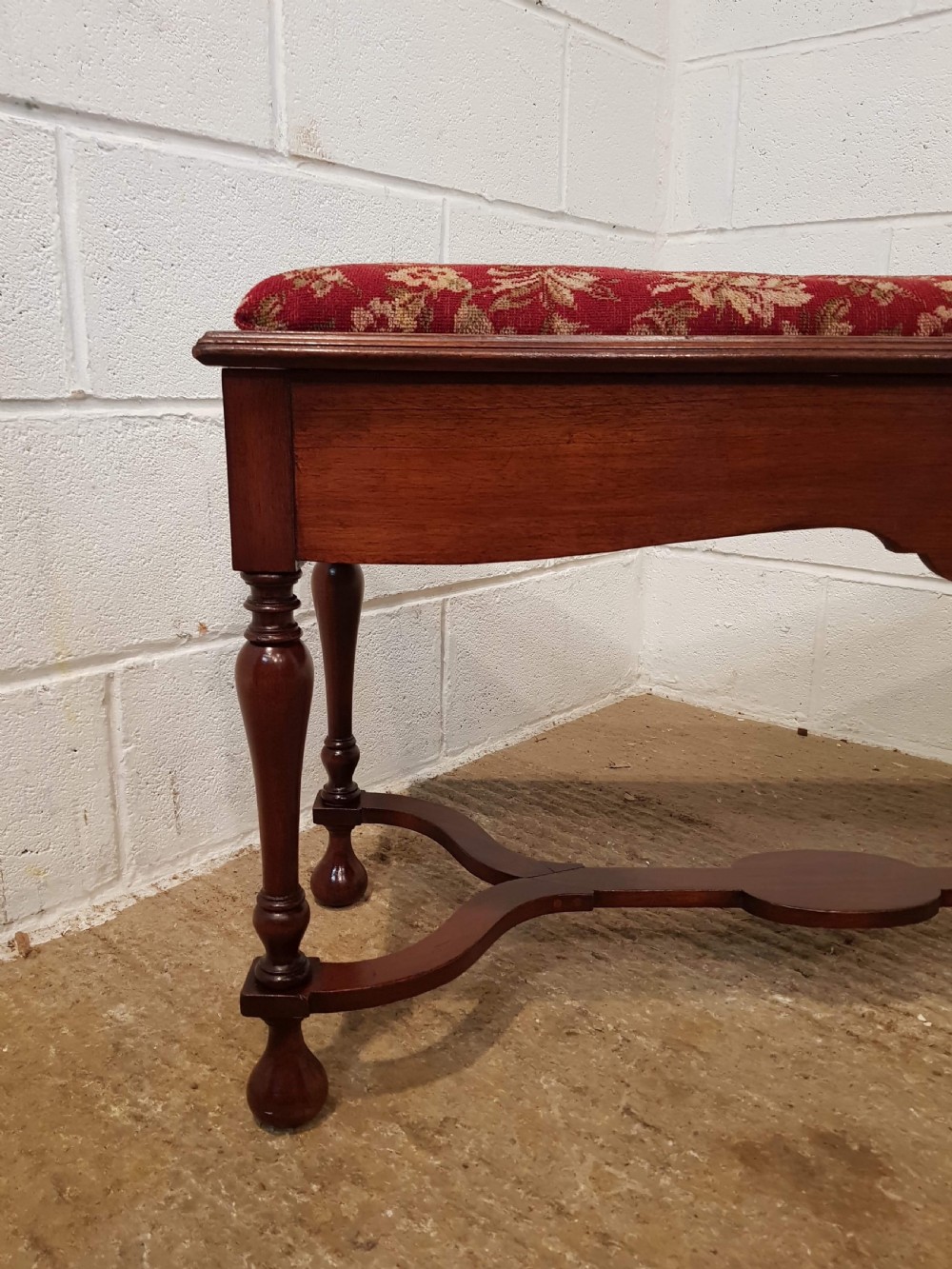 ANTIQUE EDWARDIAN MAHOGANY DUET PIANO STOOL C1900 View VII