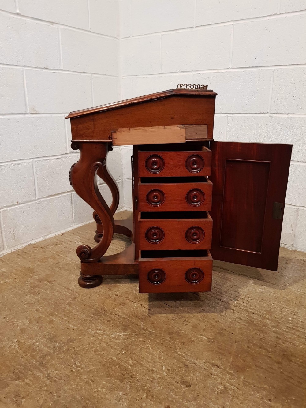ANTIQUE VICTORIAN MAHOGANY DAVENPORT C1870 View VIII