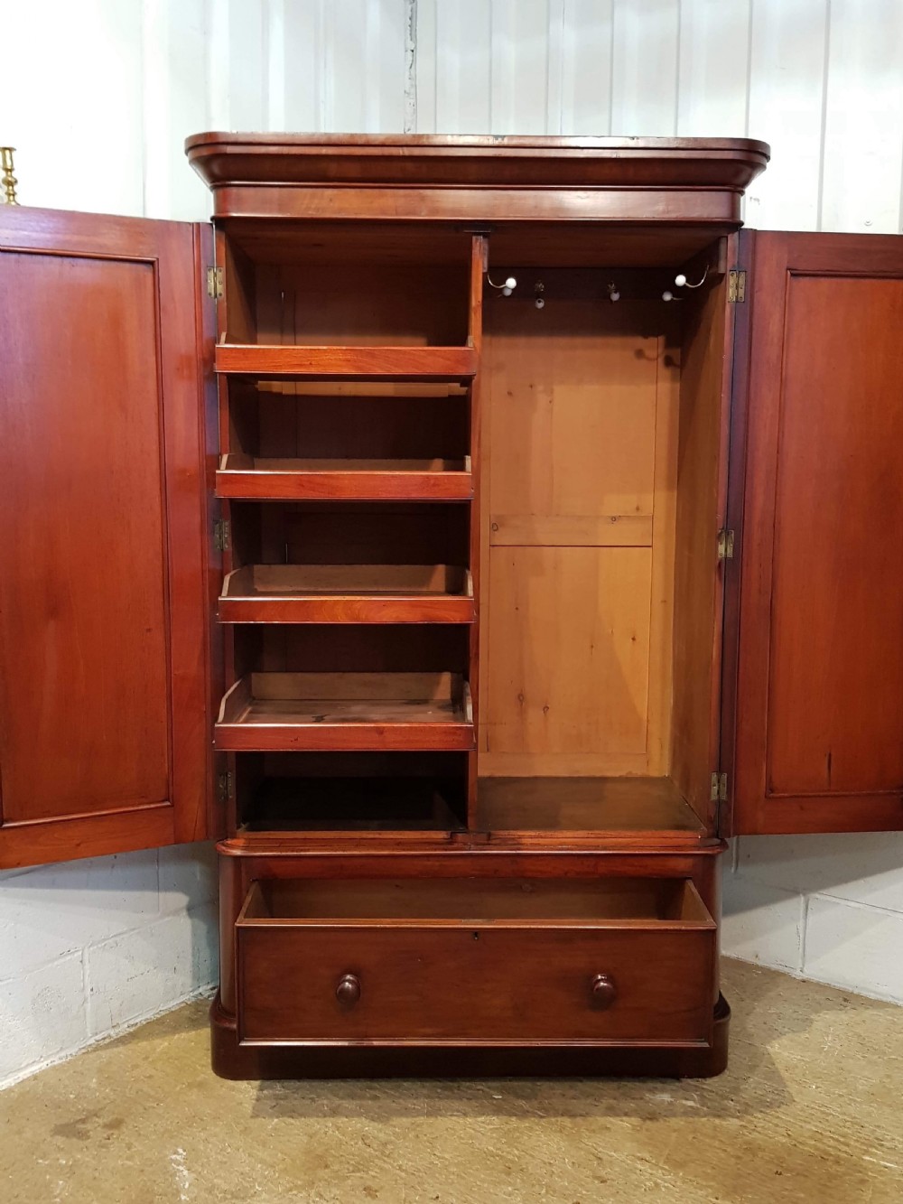 ANTIQUE VICTORIAN MAHOGANY DOUBLE WARDROBE C1880 View VI