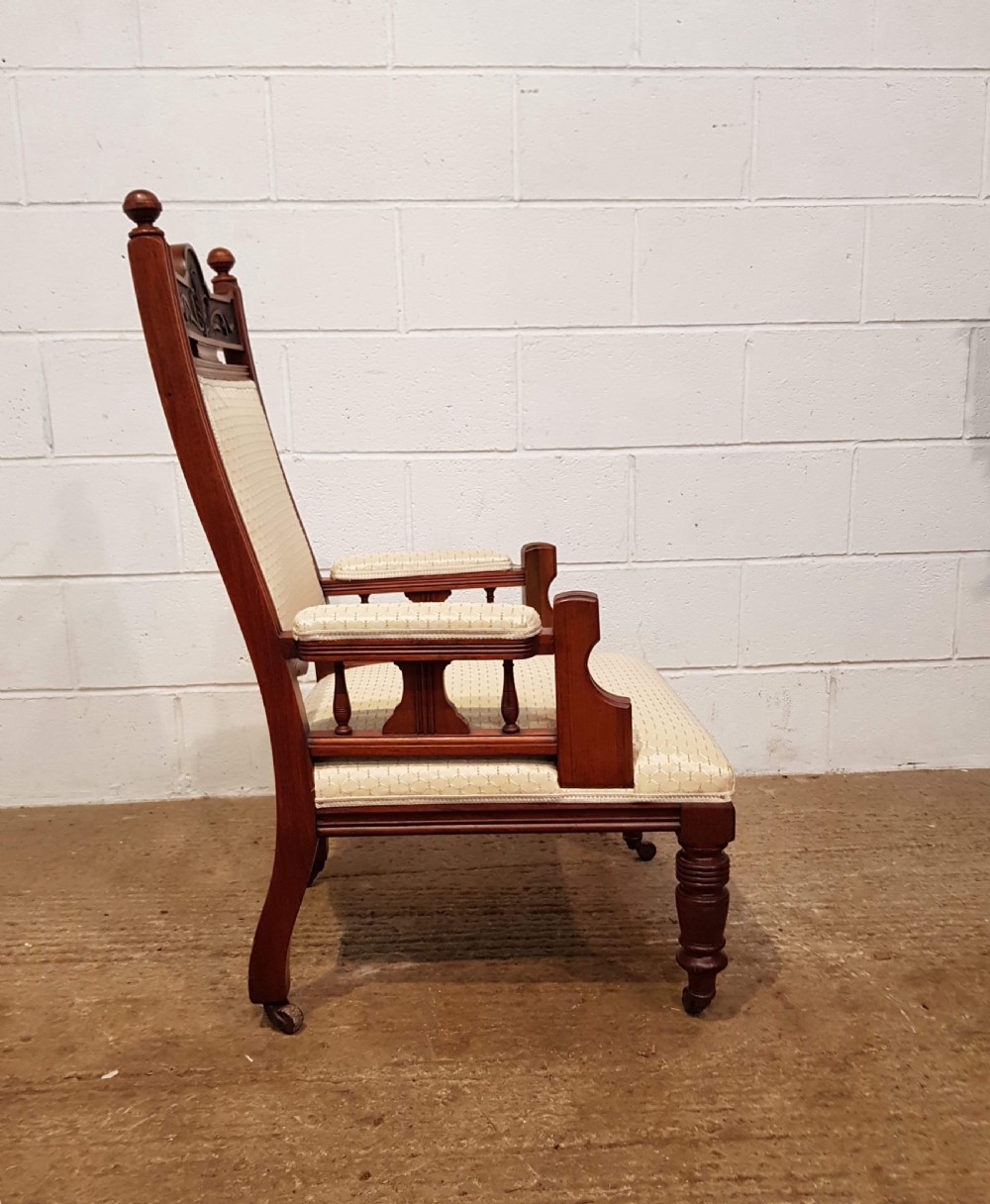 ANTIQUE PAIR OF LATE VICTORIAN WALNUT LADIES & GENTS ARMCHAIRS C1890 View V