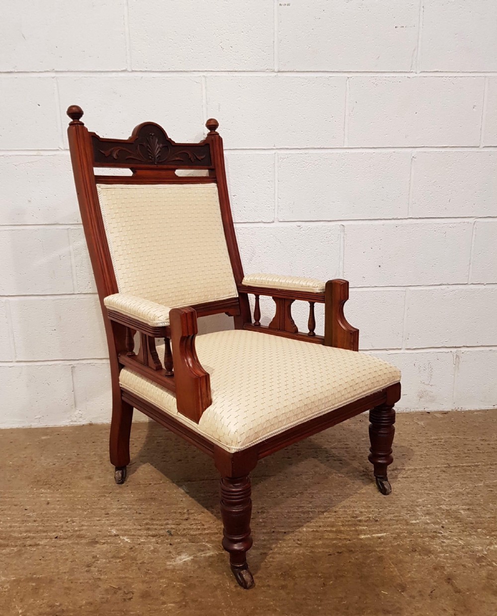 ANTIQUE PAIR OF LATE VICTORIAN WALNUT LADIES & GENTS ARMCHAIRS C1890 View VI