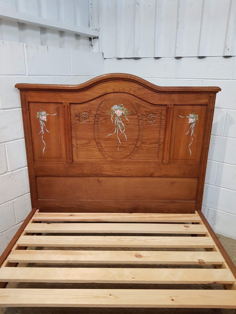 ANTIQUE FRENCH MEDIUM OAK DOUBLE BED C1920 View IV