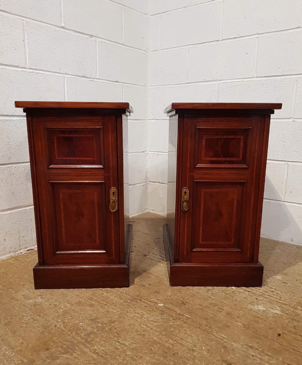 ANTIQUE PAIR EDWARDIAN MAHOGANY BEDSIDE CABINETS C1900 View VI