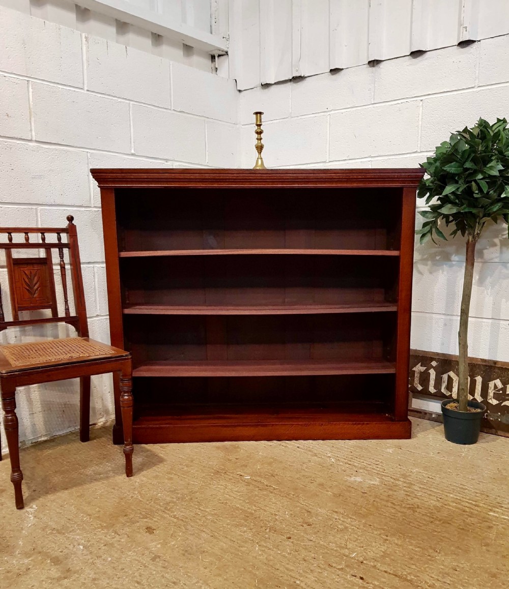 ANTIQUE VICTORIAN OAK OPEN BOOKCASE C1890